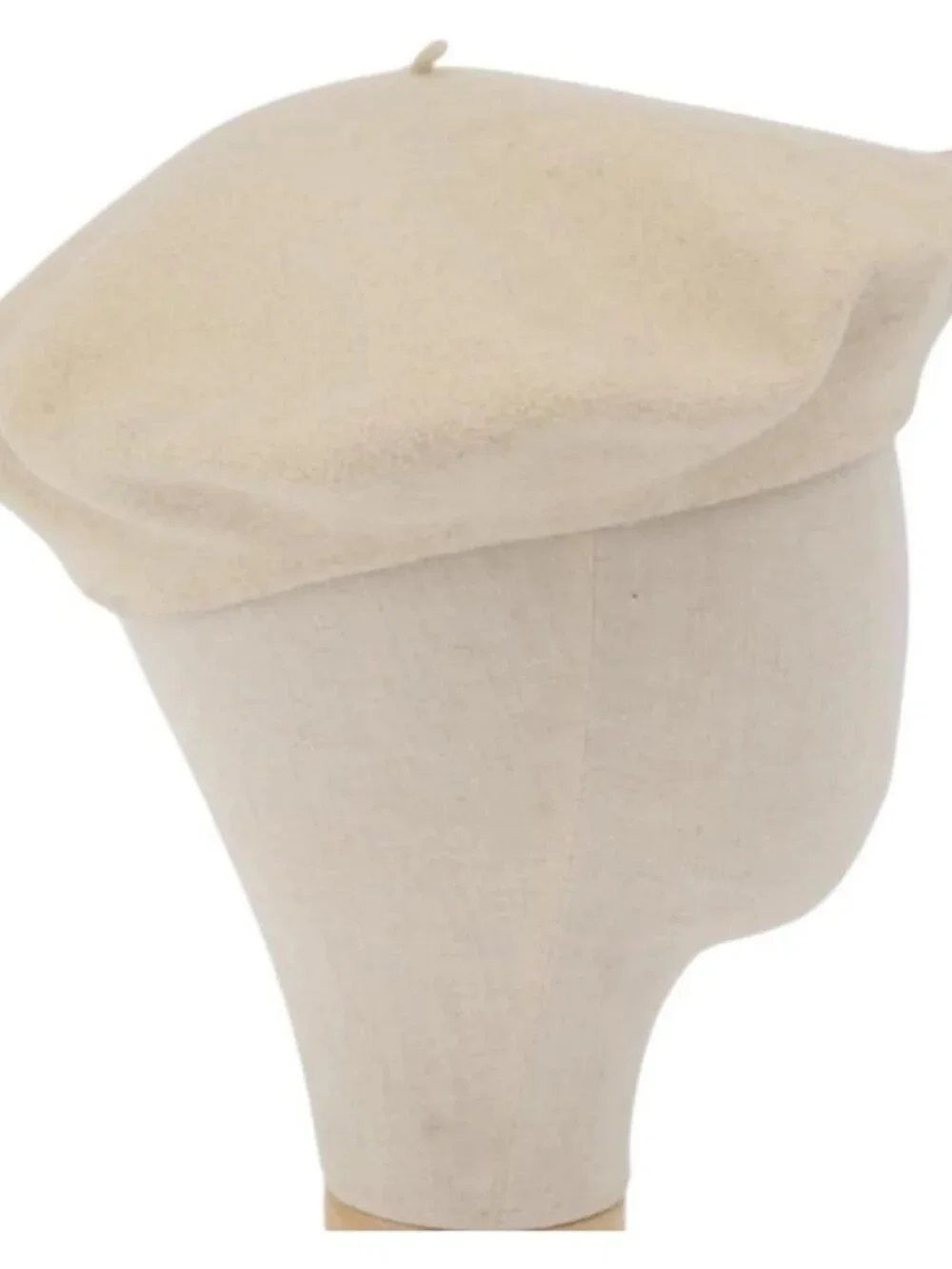 CHANEL Hat Wool Ivory CC Auth 176876A